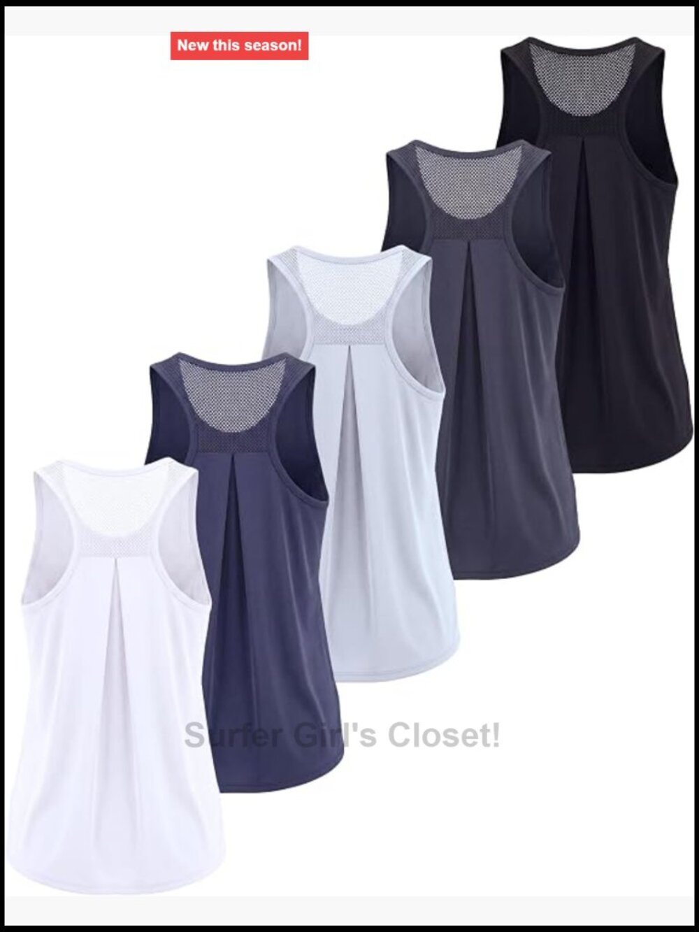 5 Pack Women's Racerback Mesh Tank Tops Athletic Gym Yoga Sleeveless Loose Fit